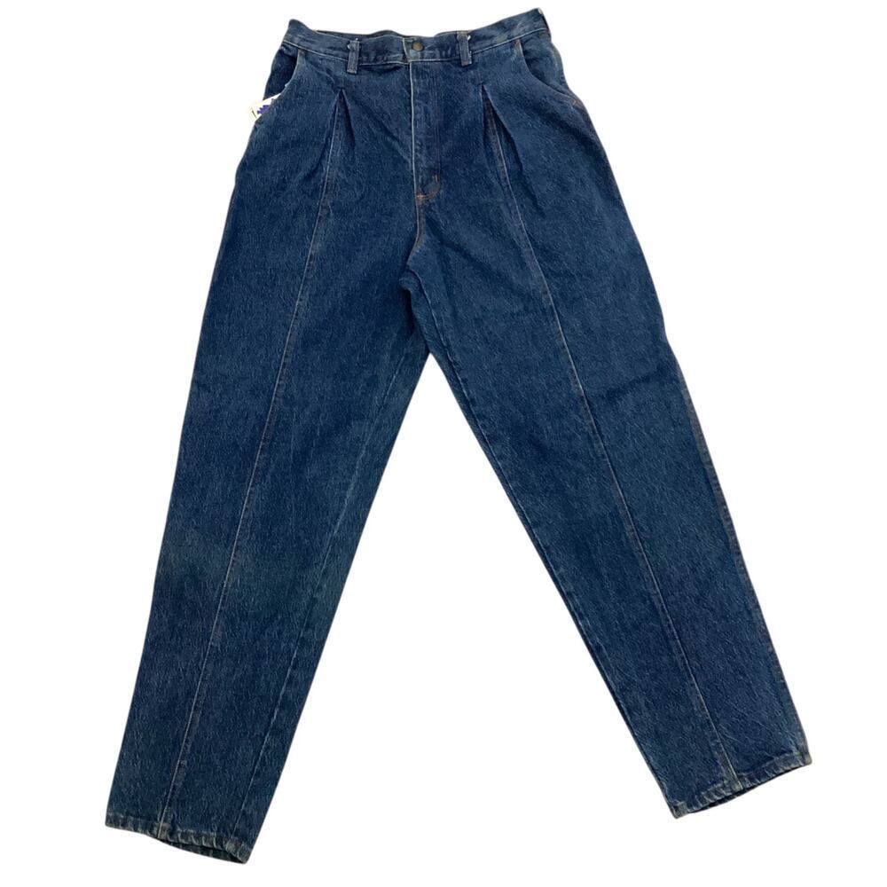Vintage Carriage Court blue jeans high-rise pleated front, tapered leg sz 16